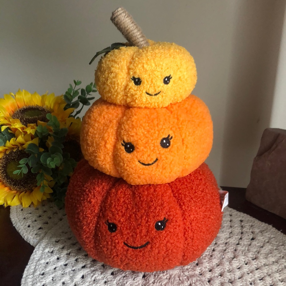 Stacked SHERPA Pumpkins with Smiley Faces